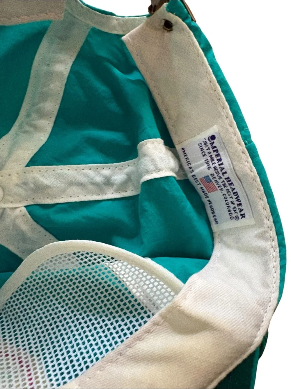 Vintage 80s Beaver Creek Ski Resort Nylon Rope Hat Teal Pink Neon Retro - Picture 7 of 7